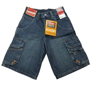 Wrangler Jeans Cargo Shorts Boys Size 8 Regular Blue Denim‎ Adjustable Waist New